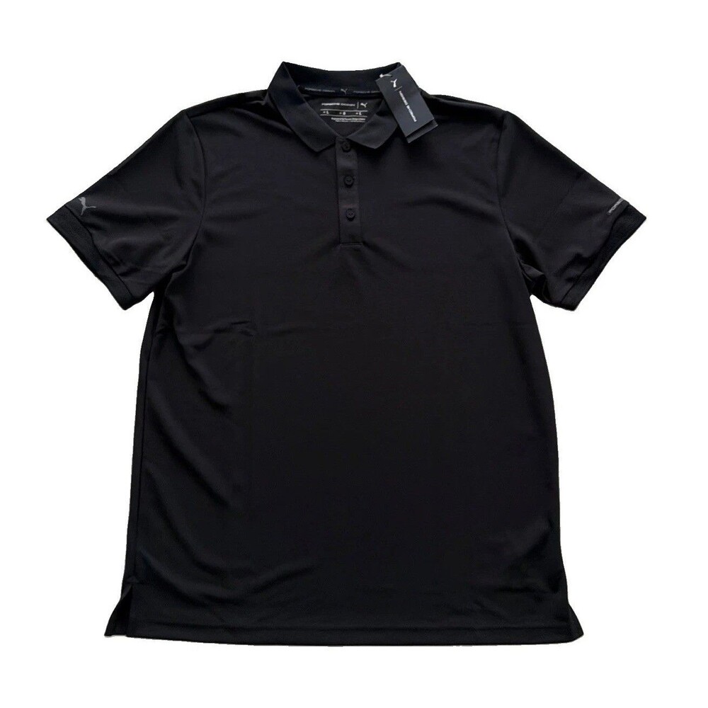 NWT Puma Porsche Design Men's Black Short Sleeve Polo Shirt Size L 631737